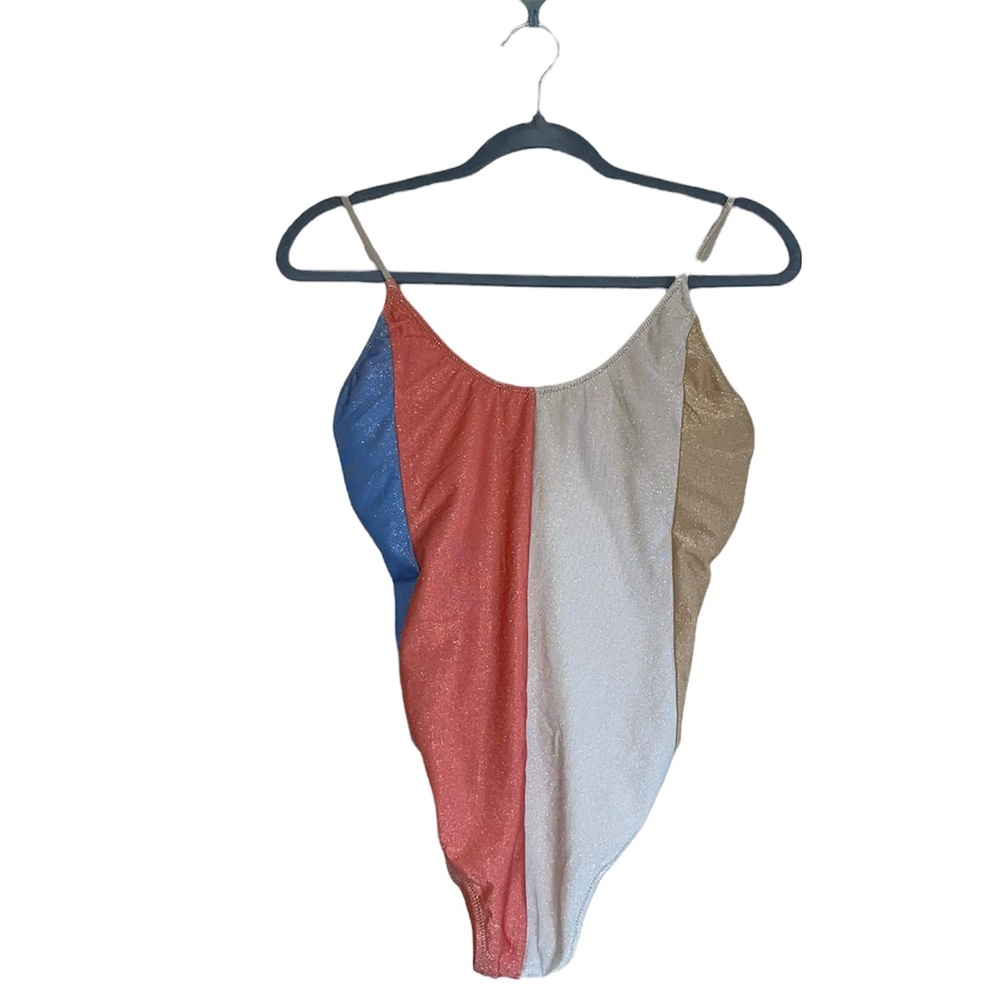 NWT ZARA SWIMSUIT WITH METALLIC THREAD STRIPED BLOGGERS FAV LARGE - Picture 9 of 11